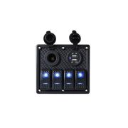 Panou cu  întrerupător LED cu priza 12V și dublu USB